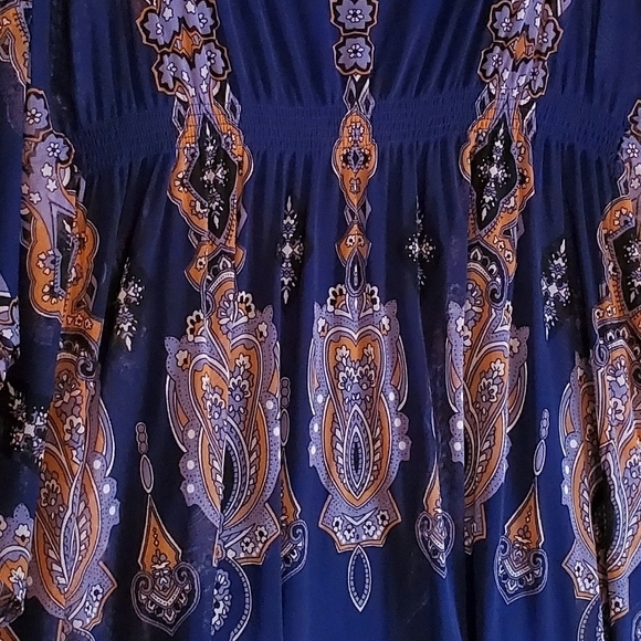 Inc International Concepts Blue Lined Blouse Sheer Paisley Overlay Medium‎ Women - Picture 9 of 15